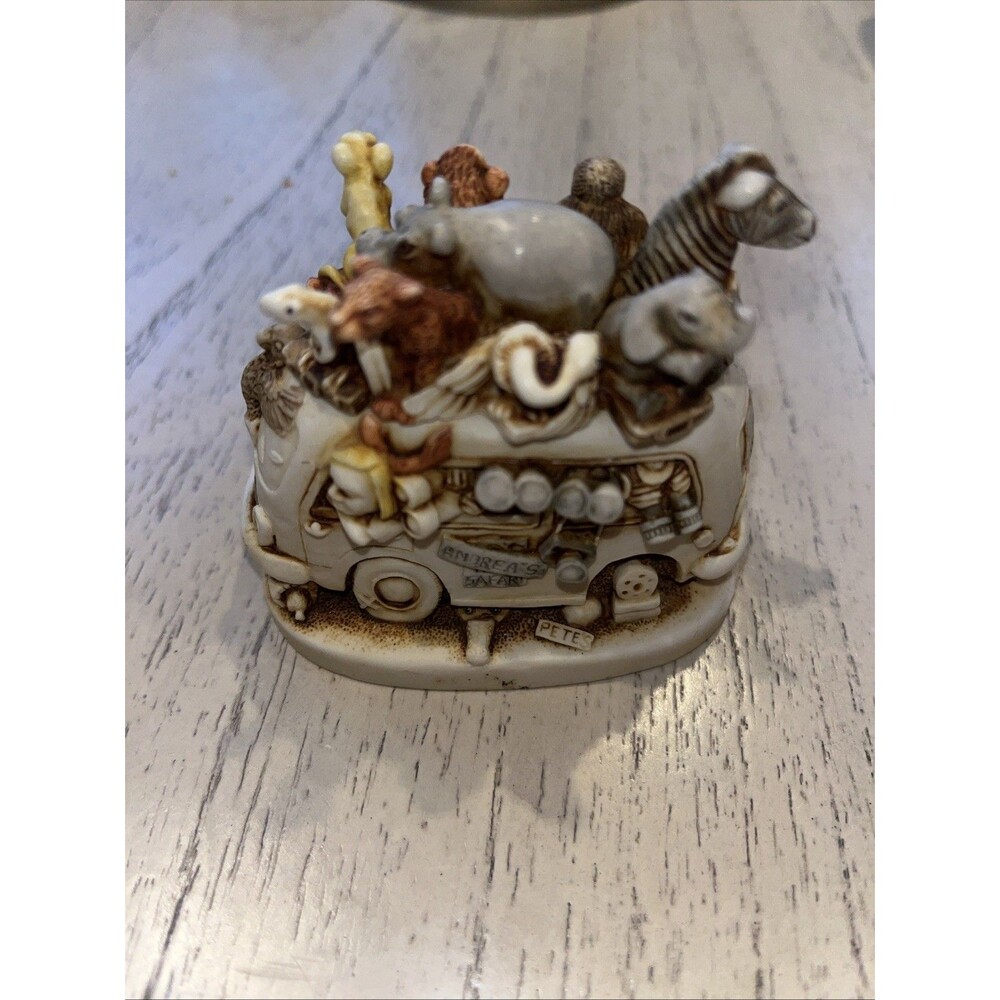 Vtg 1998 Harmony Kingdom Trinket Box Figurine ‘Ed’s Safari II’ Andrea Driving